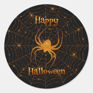 Halloween - Sticker rond Orange Spider Web