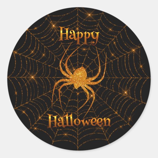 Halloween - Sticker rond Orange Spider Web (Devant)