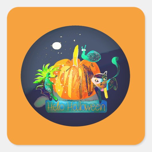 Halloween Stickers — Cartoon Pumpkin & Animals  (Devant)