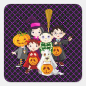 Halloween Stickers-De Groep Vierkante Sticker (Voorkant)