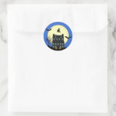 Halloween-Stickers in haunted House Ronde Sticker (Tas)