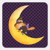Halloween Stickers-Kleine Heks Vierkante Sticker (Voorkant)