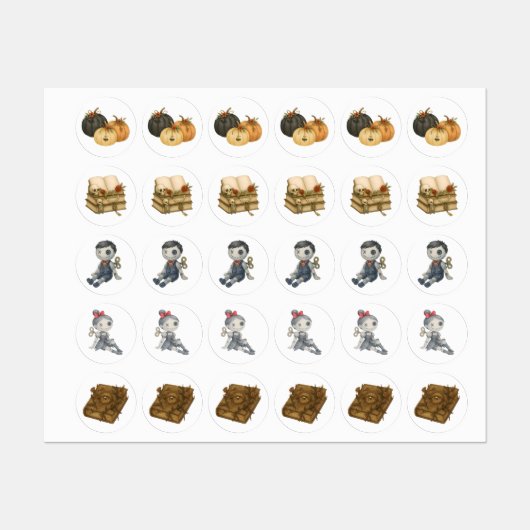  Halloween Stickers – Pompoen, Spooky Dolls (Vel)