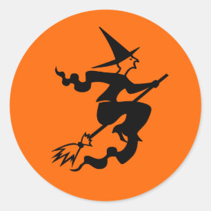 Halloween stickers   zegelmachines met heks op een
