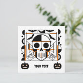 Halloween-stijl schedel, vleermuizen, spinnenwebbe (Staand voorkant)