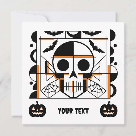 Halloween-stijl schedel, vleermuizen, spinnenwebbe (Voorkant)