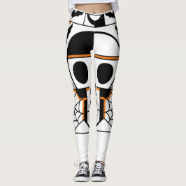 Halloween-stijl schedel, vleermuizen, spinnenwebbe leggings