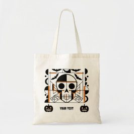 Halloween-stijl schedel, vleermuizen, spinnenwebbe tote bag