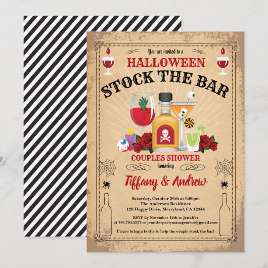 Halloween stock le bar couples douche invitation (Devant / Derrière)