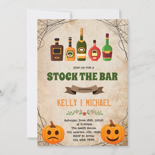 Halloween stock the bar theme uitnodiging (Voorkant)
