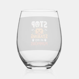 Halloween Stop met het Staren naar Mijn Pompoenen Wijnglas Zonder Voet