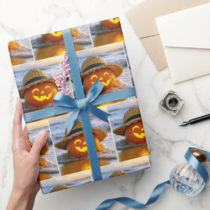 Halloween Strand Jack-o-lantern Cadeaupapier