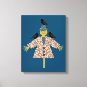 Halloween Straw Scarecrow en Ravens Canvas Afdruk