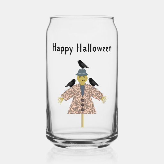 Halloween Straw Scarecrow en Ravens Custom Blikvorm Glas (Voorkant)