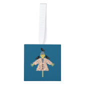 Halloween Straw Scarecrow en Ravens Patterned Kubus Ornament (Voorkant)