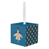 Halloween Straw Scarecrow en Ravens Patterned Kubus Ornament (Achter hoekig)