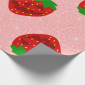 Halloween Strawberry Rockabilly Pink Spiderweb Cadeaupapier (Hoek)