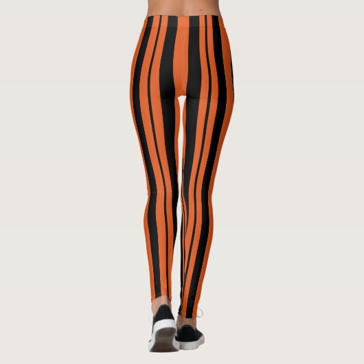Halloween Stripe Sinaasappel en zwarte Leggings (Achterkant)