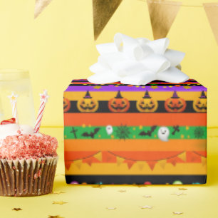 Halloween Striped Icons Cadeaupapier