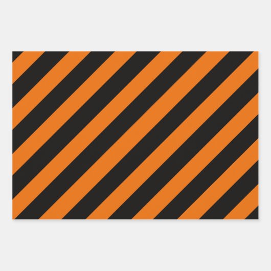 Halloween Stripes Oranje White Black Inpakpapier Vel (Voorkant)