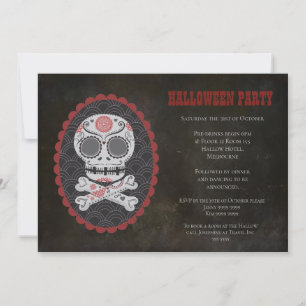Halloween Sugar Skull Day of the Dead Party Invite Kaart