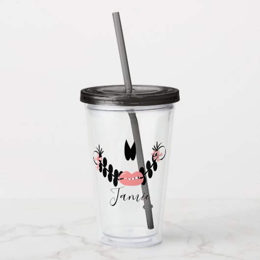 Halloween Suiker Schedel Half Script Monogram Acryl Drinkbeker (Links)