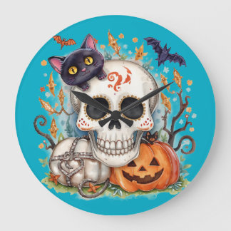 Halloween,Suiker Schedel Kitty ,Schattig,Jack O La Grote Klok