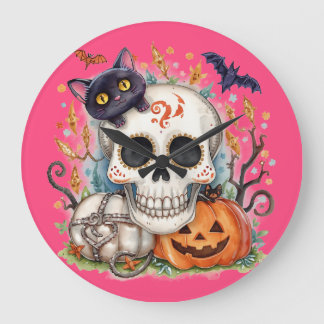 Halloween,Suiker Schedel Kitty ,Schattig,Jack O La Grote Klok