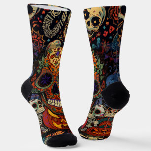 Halloween, Suiker Schedel Pompoen Feest, Calavera  Sokken
