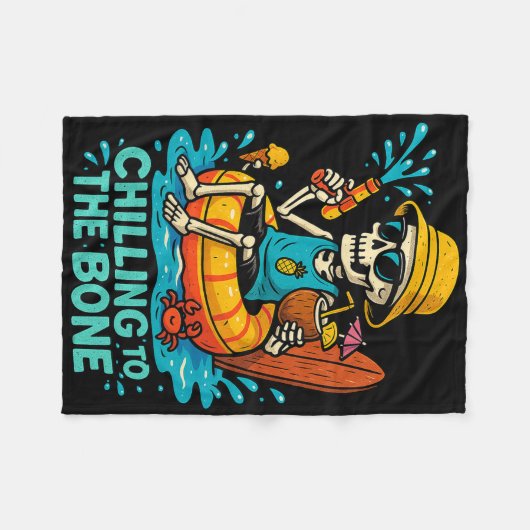 Halloween Summer Chilling to the Bone Skeleton Flo Fleece Deken (Voorkant (Horizontaal))