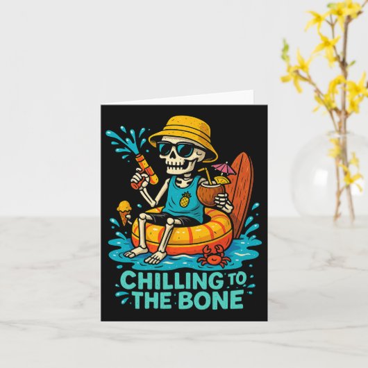 Halloween Summer Chilling to the Bone Skeleton Flo Kaart (Gele Bloem)