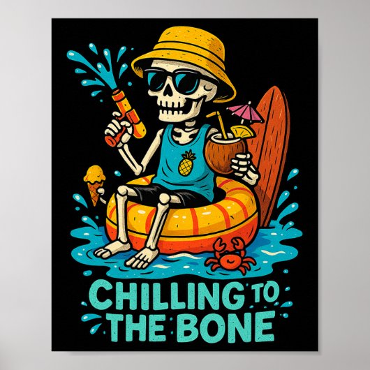 Halloween Summer Chilling to the Bone Skeleton Flo Poster (Voorkant)