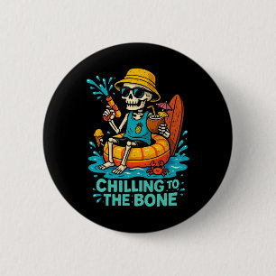 Halloween Summer Chilling to the Bone Skeleton Flo Ronde Button 5,7 Cm