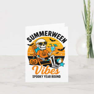 Halloween Summer Ween Vibes Spooky Skeleton Float Kaart