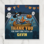 Halloween Summerween Pool Birthday Square Bedankjes Labels (Voorkant)