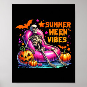 Halloween Summerween Vibes Zomer Vakantie Skeleto Poster