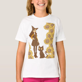 Halloween Sunflower Witch Kinder T-shirt