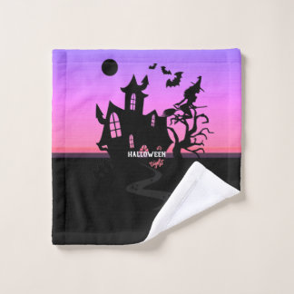 Halloween Sunset Night Witch en Bats Hunde House Washandje