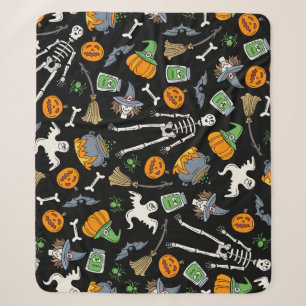 Halloween Symbolen Naadloze Achtergrond Sherpa Deken
