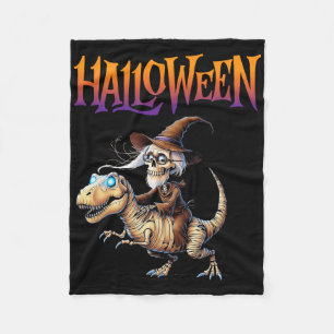 Halloween T-Rex Skeleton Ride Fleece Deken