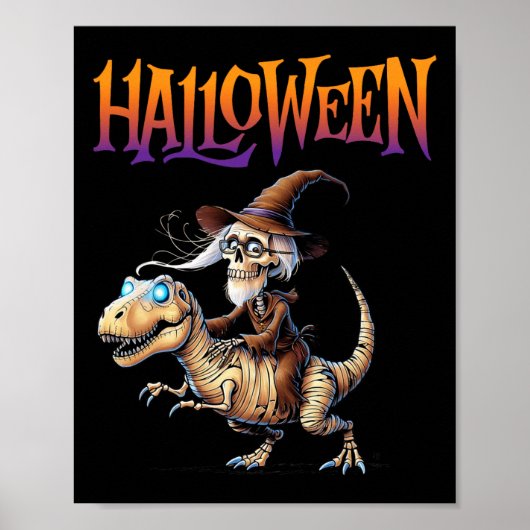 Halloween T-Rex Skeleton Ride Poster (Voorkant)