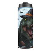 Halloween T-Rex Witch Hat Bats Thermosbeker (Voorkant)