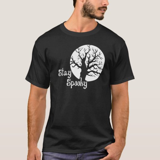 Halloween T-shirt - Blijf woordelijk: Creepy tree, (Voorkant)