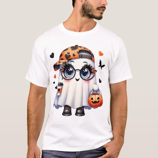 Halloween T-Shirt ,Cute Ghost Tee , Pumpkin Shirt  (Devant)