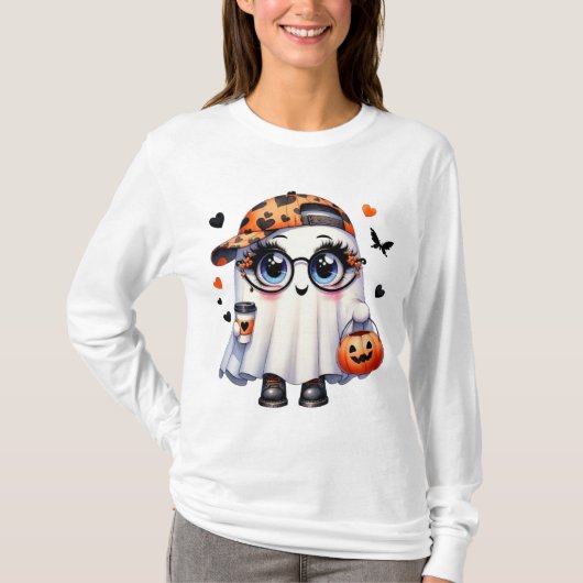 Halloween T-Shirt ,Cute Ghost Tee , Pumpkin Shirt (Devant)