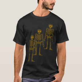 Halloween t-shirt design met aangestoken skeletten