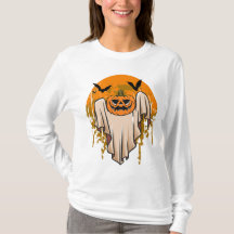 Halloween T-shirt met zwarte vleermuizen en pompoe