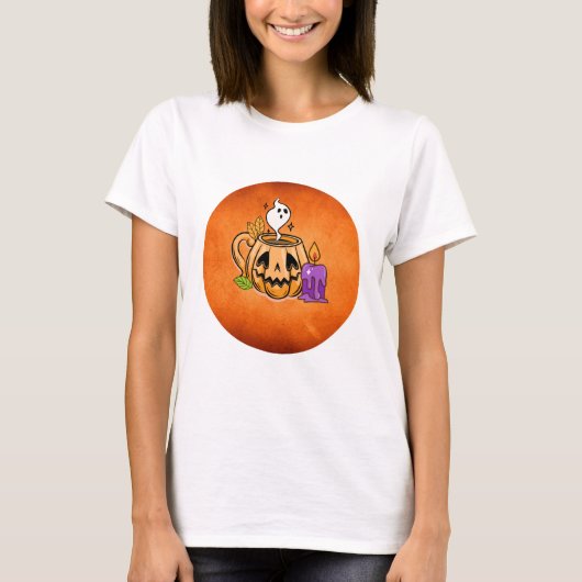 Halloween T-Shirt mit Kürbis-Motiv  (Voorkant)