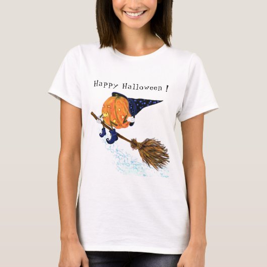 Halloween T-Shirt sorcier Citrouille volant avec c (Devant)