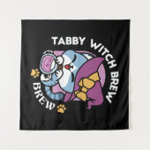 Halloween Tabby Cat – Heksen Pet en Potion Art Wandkleed (Voorkant (horizontaal))